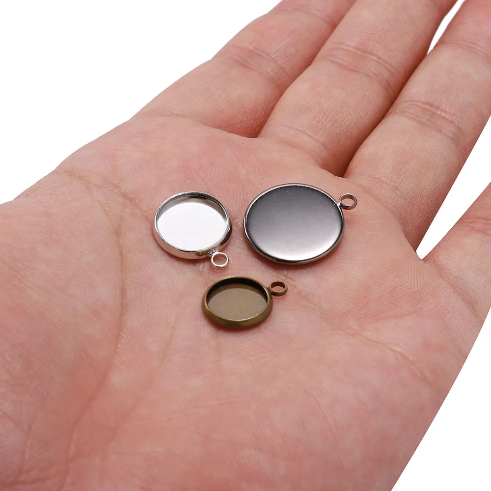 20pcs/Lot 10-25mm Round Cabochon Base Tray Bezels Blank Setting Supplies For DIY Jewelry Making Findings Bracelet Pendant