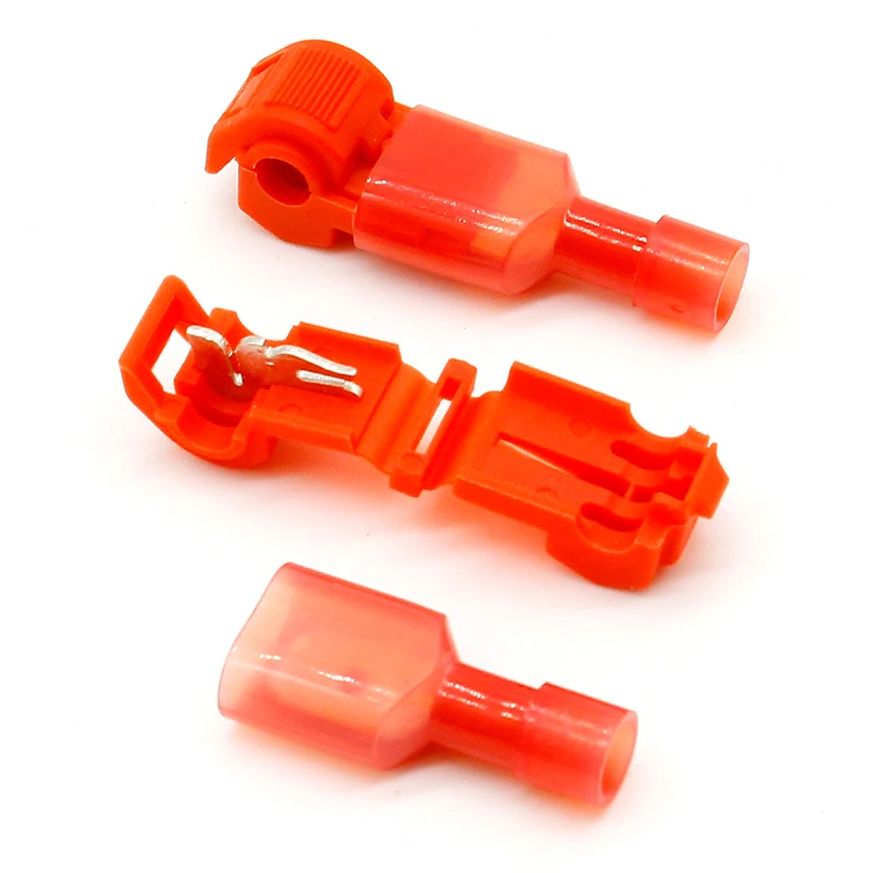 20pcs=10set L12 Red T Type Quick Splice Crimp Terminal Wire Convenient Connector For Standard 0.5-1 Wire Line