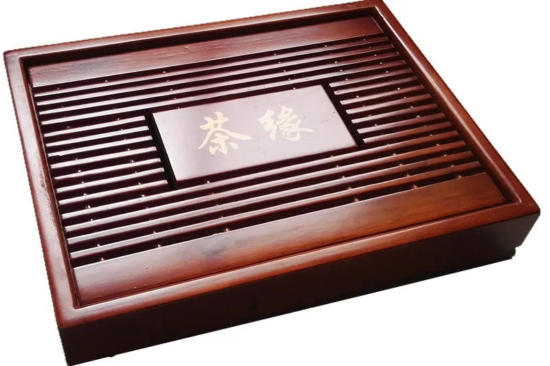 

Chinese Kung Fu Tea Set Natural Wood Bamboo Tea Tray Rectangular Red&Brown wood Puer Tea Tray Chahai Tea Table Hot sale