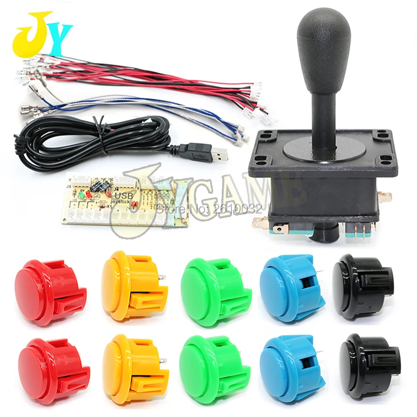 

Happ Joystick DIY Kit Zero Delay Arcade Kit USB Encoder To PC Arcade copy Sanwa 30mm Push Buttons For Arcade Mame