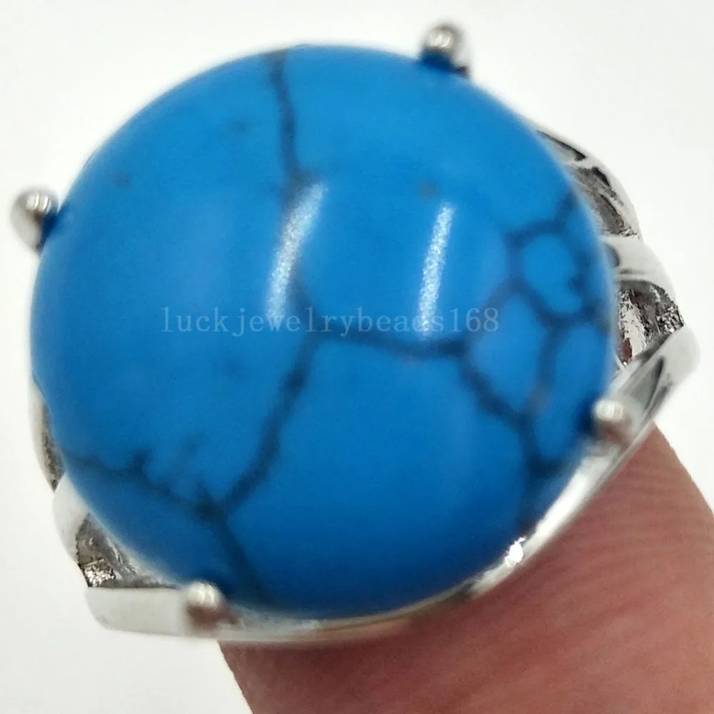 Malachite Opal Tigers Eye Blue Sand Lapis Lazuli Crystal Howlite Carnelian Women Men Art Round Ring  7~12