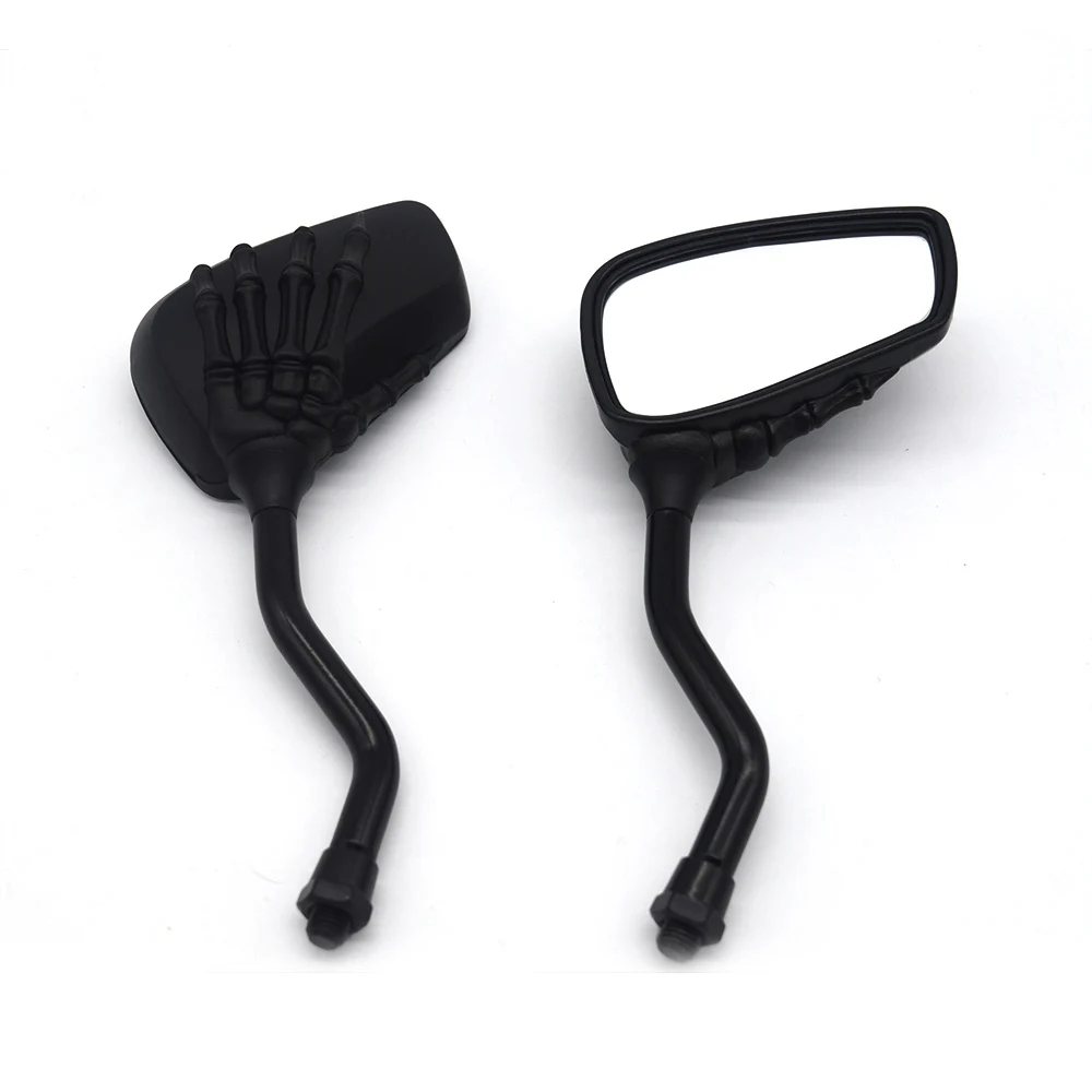 Black Motorcycle Skeleton Skull Hand Claw Shadow Rearview Side Mirror 8mm 10mm For Chopper Cruiser Sports Bike ATV Quads