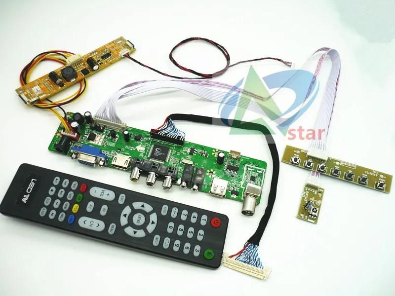 

TV+HDMI+VGA+AV+USB+AUDIO TV LCD driver board 18.5" HM185WX1-400 1366*768 LCD controller board DIY kits