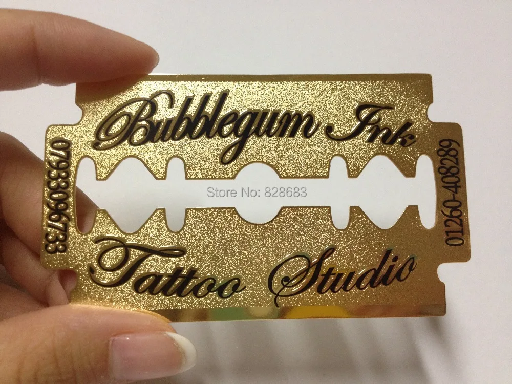 Custom Golden Stainless Steel Metal Business Card with Engraving and CUTOUT