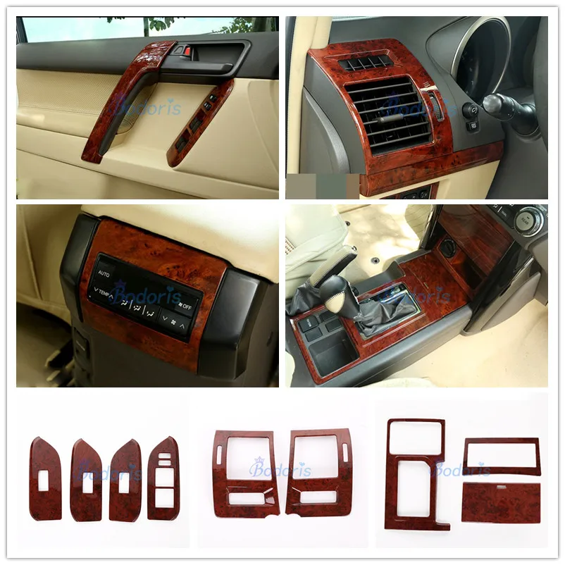 Car Styling Wooden Color Cover Trim Panel Overlay Frame Kit 2010-2017 For Toyota Land Cruiser 150 Prado LC150 FJ150 Accessories