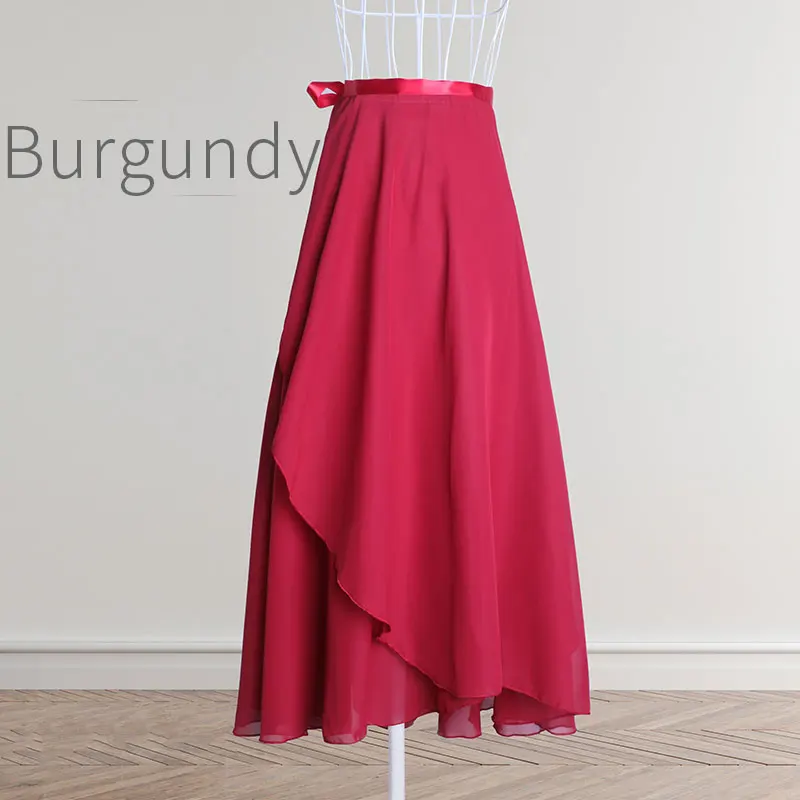 Lusofie Jupette Danse Classique Fille Longue Tutu Bordeaux - Mousseline Avec Ceinture Réglable