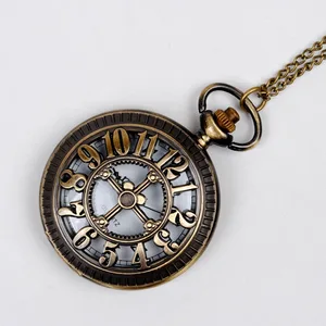 8038 карманные часы-скелетоны в виде ракушки, арабские цифровые бронзовые ретро-часы с цепочкой, перспективные модные подарки для отдыха для мужчин и женщин