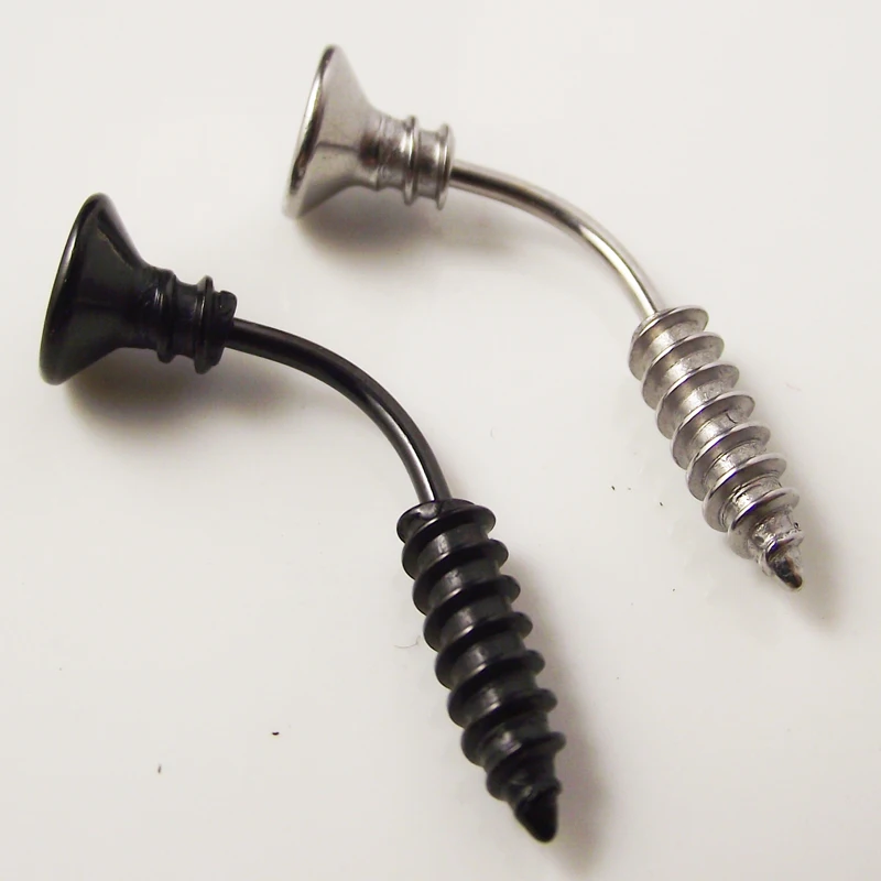 SaYao 1Piece 14G 1.6mm Bar Stainless Steel Punk Screws Belly Ring Screw Belly Button Rings Navel Body Piercing jewelry
