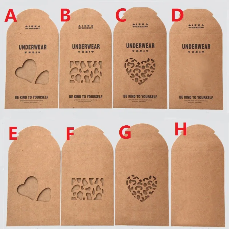 500Pcs/Lot 12.8x18cm Brown Kraft Paper Garment Clothing Socks Stocking Storage Bag Box Retail Packaging 8Type