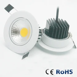 Dimmable LED Spot Embutida Downlight, White Cob Downlight, 3W, 5W, 7W, 10W, 12W, 110V, 220V