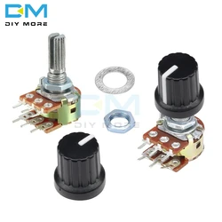 5PCS Potentiometer Resistor Linear Taper Rotary Potentiometer For Arduino 1K 2K 5K B10K 20K 50K 100K 250K 500K 1M Ohm Cap Knob