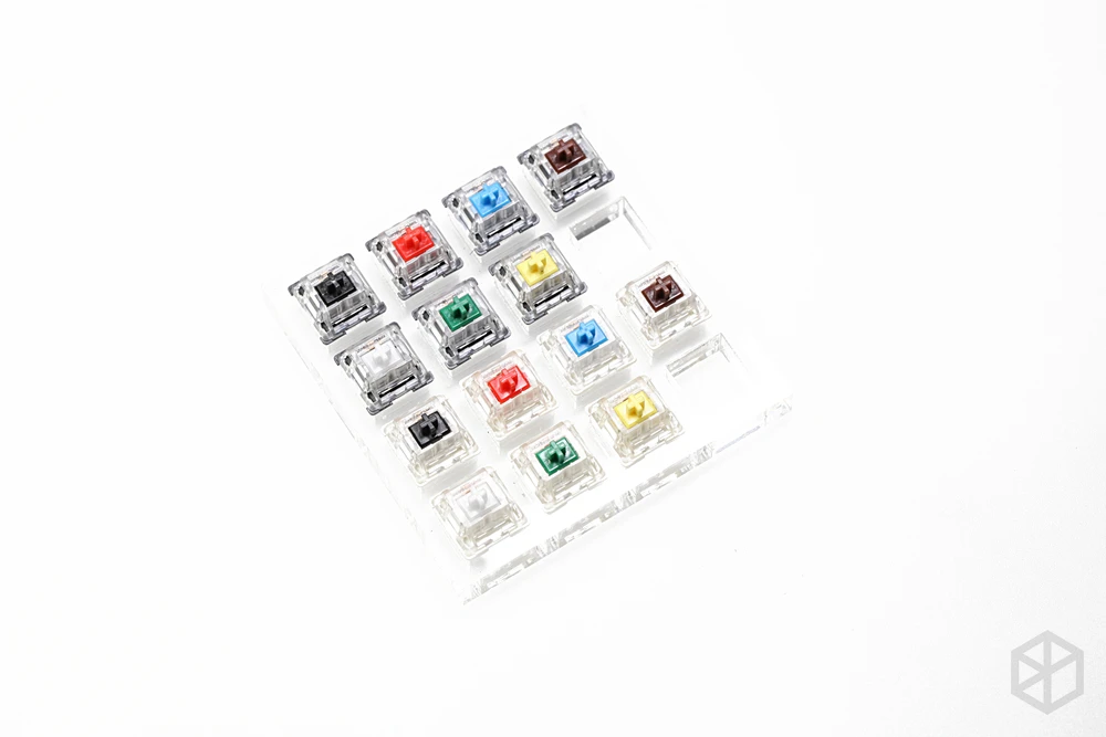 switch  tester with acrylic base cherry kailh outemu ttc ysa greetech otm red blue brown black green orange rgb pro speed heavy