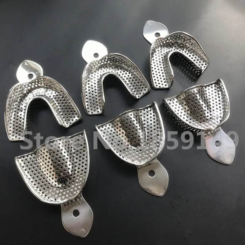 

Dental Lab Equipment Upper Lower Stainless Steel Impression Trays Autoclavable Teeth Tray Teeth Holder Dentist Tools L M S