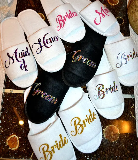 

personalized titles wedding bridesmaid bride groom spa soft slippers hen night Bachelorette party favors gifts