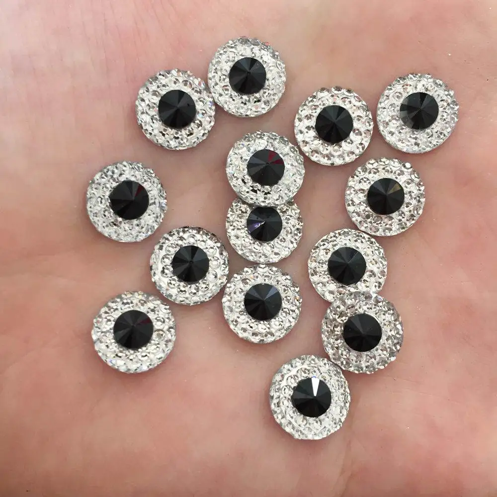 New 50pcs 10mm Resin Round Double Color Flatback Rhinestone Wedding Buttons DIY Craft K68