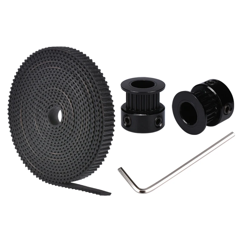 GT2 20 teeth bore 5/8 mm Pulley with 2m GT2-6mm Open timing Belt KIT For 3D Printer(4xM3 setscrews and 1xAllen Key)