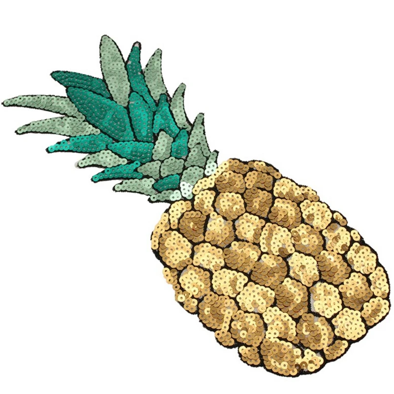 1 Piece Cheap Large Sequins Pineapple Patch Fashion Embroidered Applique Clothing Decoration Sew On Patch clothes applique