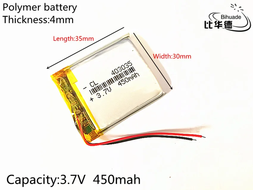 1 pcs 3.7 V 450 mAh 403035 แบตเตอรี่ลิเธียมโพลิเมอร์ Li - Po li ion แบตเตอรี่เซลล์สำหรับ Mp3 MP4 MP5 GPS PSP โทรศัพท์มือถือบลูทูธ