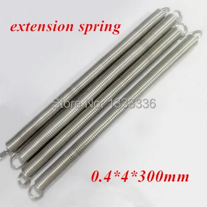 6pcs/lot 0.4x4x300mm stainless steel extension spring tension springs 0.4*4*300mm