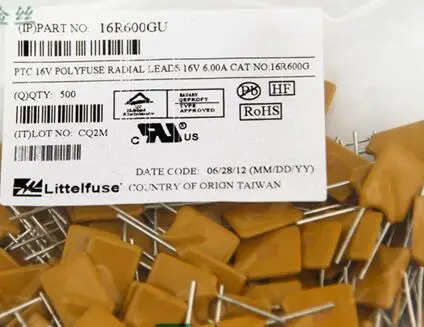 

500PCS x 16R600GU 16V 6A PTC POLYFUSE RADIAL LEADS PTC Resettable Fuse 16R600G