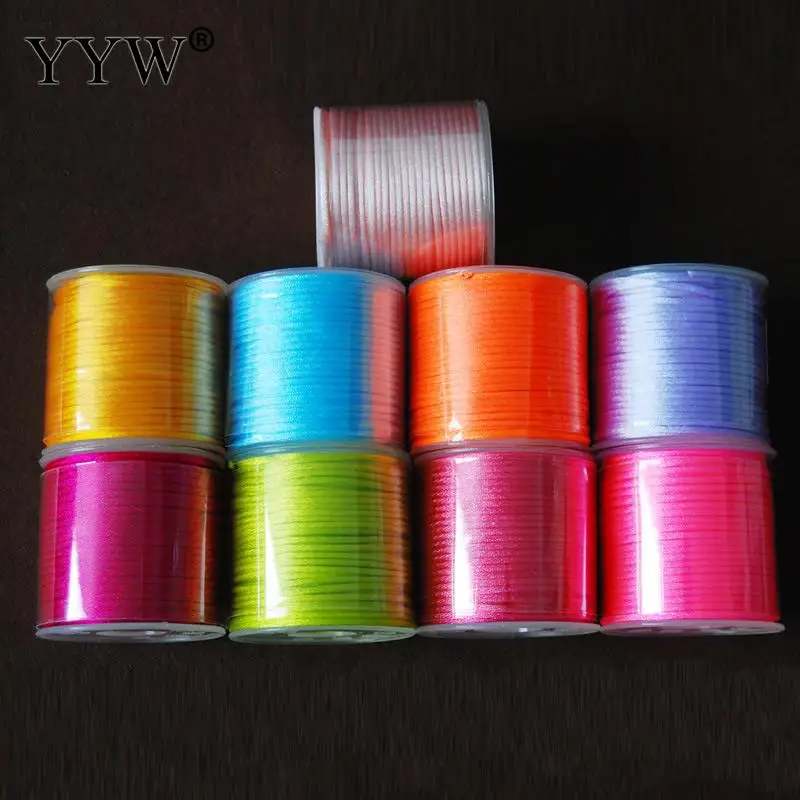 YYW 30m/PC 2mm Nylon Cord Satin Braided String Mixed 20 Colors Chinese Satin Silk Knot Macrame Cord Beads European Braided Wire