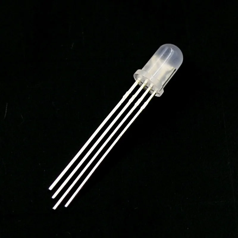 100pcs/lot 5mm RGB LED Common Anode 4 Pins Tri-Color Emitting Diodes f5 RGB Diffused