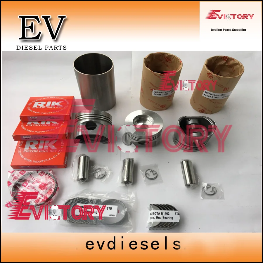 Kubota D1462 piston+ring cylinder liner engine compelete gasket +crankshaft &con rod bearing for L2202 ,L2402,KH91,KH66 tractor