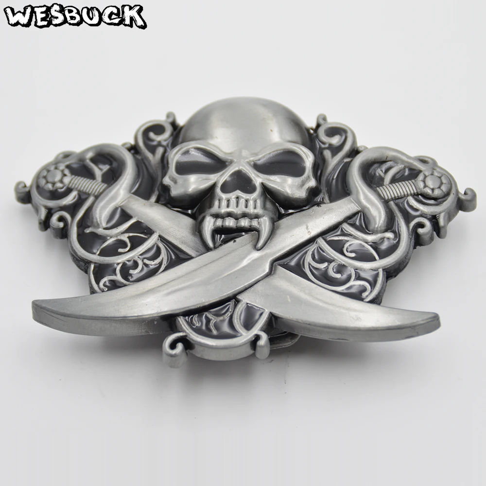 WesBuck Brand Belt Buckle Memento Mori Belt Buckles for Men Women Skull Buckles