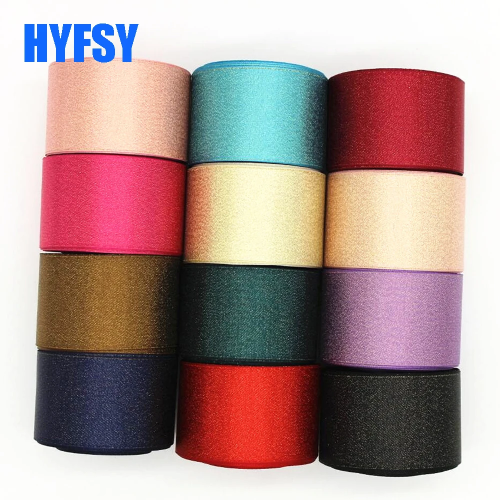 38MM 10 Yards Gold Double-Sided Glitter Ribbon Handmade Materials Headwear For Hair Bows Materials Accessories Gift Wrap Crafts