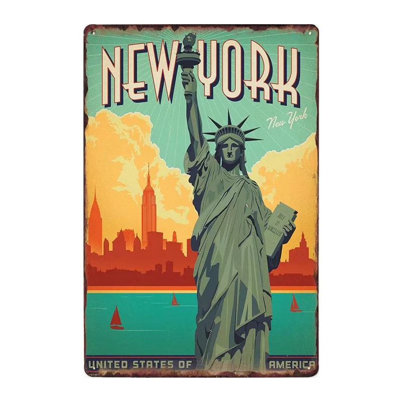 New York Metal poster Vintage Tin Sign USA Flag Bar Pub Club Toilet Wall Decor Home Plate placche retrò 20x30 cm