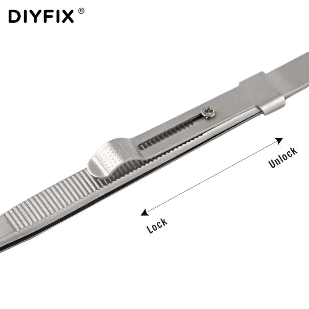 DIYFIX 6,38 "Präzision Einstellbare Slide Lock Anti Statische Pinzette Für Schmuck Elektronische Komponente Holding Reparatur Werkzeuge