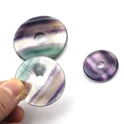 Donut Shape Natural Fluorite Stone Beads Natural Gem Beads Diy Loose Beads For Jewelry Making 1 Piece  Wholesale !