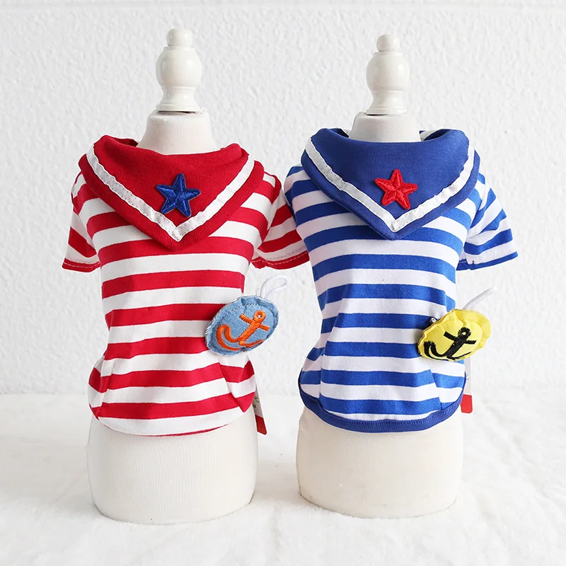

Striped Sailor Cotton Dog Hoodies Shirts Pet Products Star Maltese Spring Dog Clothes Pet Cat Dog Clothing Puppy Apparel