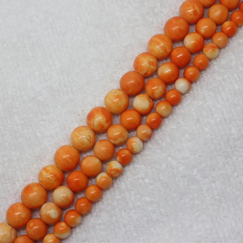 Mini. Order is $7! 6-10mm Orange White Multicolor Snow jades stones Jaspers Round DIY Jewelry Making Loose Beads 15