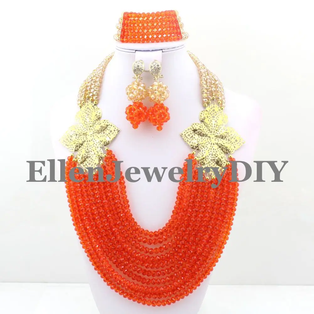 

New 2017 Hot african pink crystal beads necklace set nigerian wedding african beads jewelry set Free shipping W8690