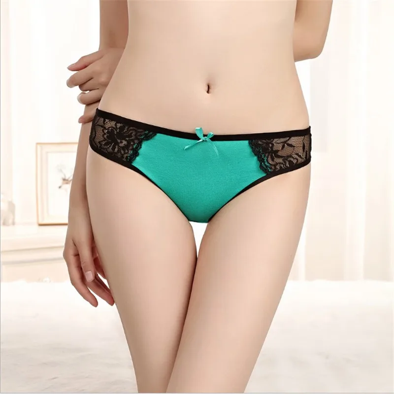 

LeafMeiry 87342 Underwear Women Sexy String With Lace Cotton Panties M L XL Cute Lingerie