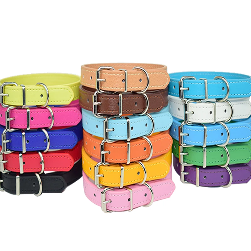 PU Leather Dog Collar for Small Medium Large Dogs Safe Soft Solid Cat Dog Collar Buldog Pitbull Puppy Dog Collar Pet Accessories