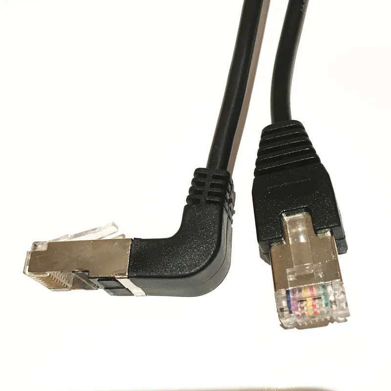 Elbow Down Angled Cat5e 8P8C STP Cat5 Cat 5e RJ45 Lan Ethernet Network Patch Cord to Straight Cable 90 Angled 50cm 1m 2m 5m