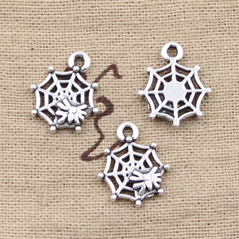 15pcs Charms Spider Cobweb 17x14mm Antique Tibetan Silver Color Pendant Findings Accessories DIY Vintage Choker Handmade Jewelry