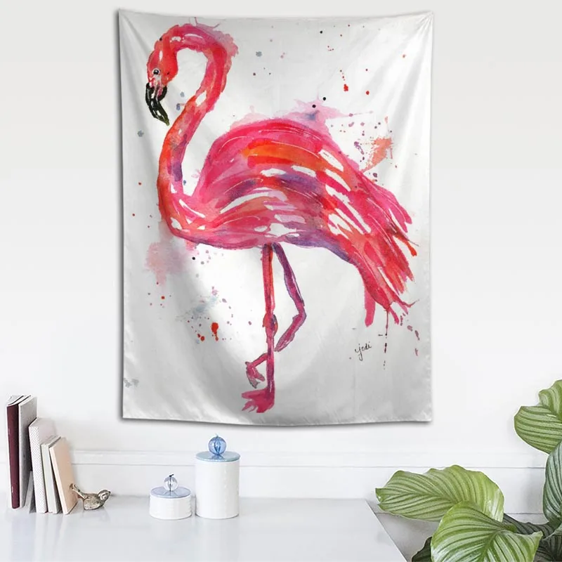 Custom Flamingos Wall Cloth Hanging Tapestry Wedding Party Gift Bedspread Beach Towel Yoga Picnic Mat 140X200cm