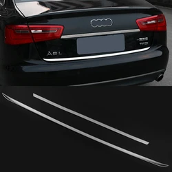 MONTFORD For Audi A6 C7 2013-2017 Stainless Steel Rear Door Gate Trim +Rear Trunk Lid Molding Decorative Covers 2Pcs Car Styling