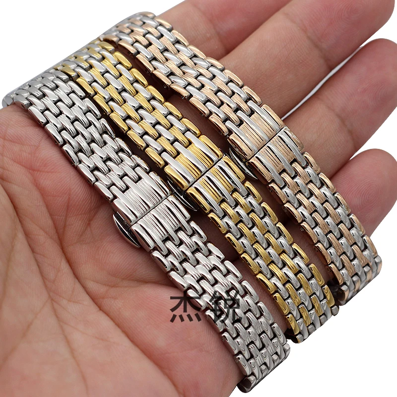 Solid Stainless Steel Watch Bands For Ladies 12mm 14mm 16mm 18mm 20mm Golden Rose gold silvery Men Women metal watch bracelets