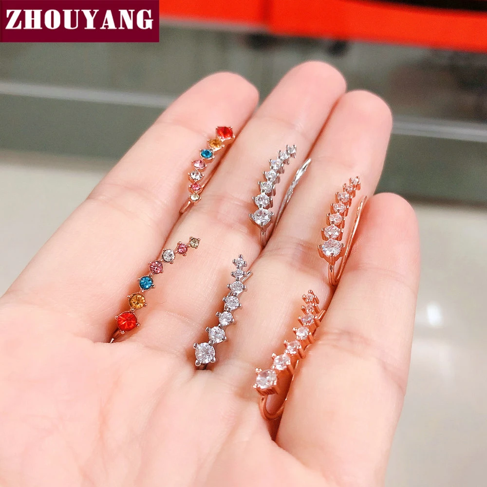 Big Dipper Four-Prong Setting 7pcs CZ Rose Gold Color Ear Hook Stud Earrings Fashion Jewelry ZYE534 ZYE548 ZYE527