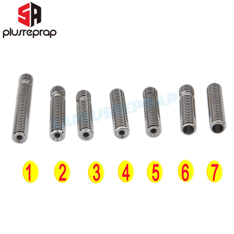 Piezas de impresora 3D para extrusora de boquilla de tubo de PTFE de garganta de acero inoxidable de filamento de 1,75mm MK8 M6 26mm 30mm 40mm de