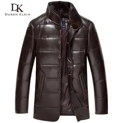 Männer Leder Unten Mantel Echtem Schaffell Jacke Winter jacke Schwarz/Braun DK075