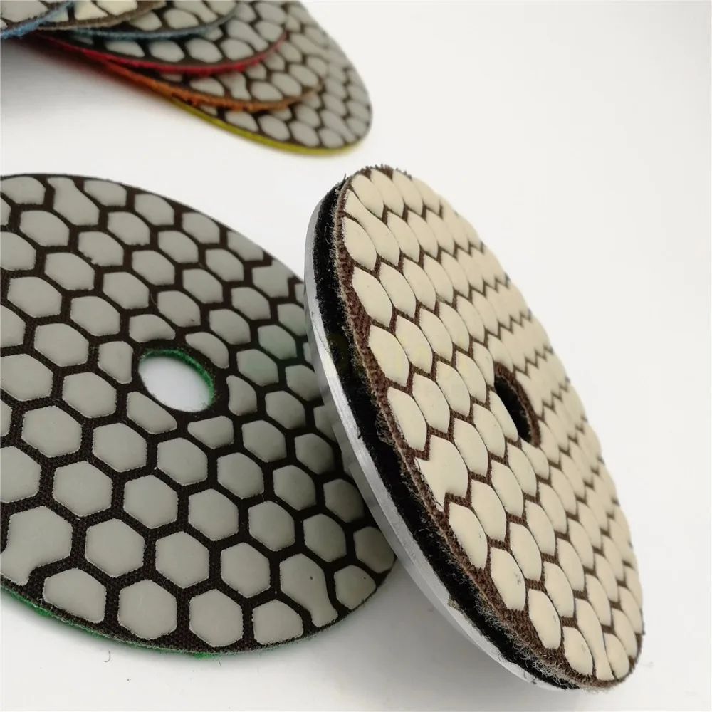 SHDIATOOL 7Pcs 4นิ้วเพชร Polishing Pads และ Backer ยาง DIA 100MM เรซิ่นเพชรขัดแบบยืดหยุ่นแผ่น