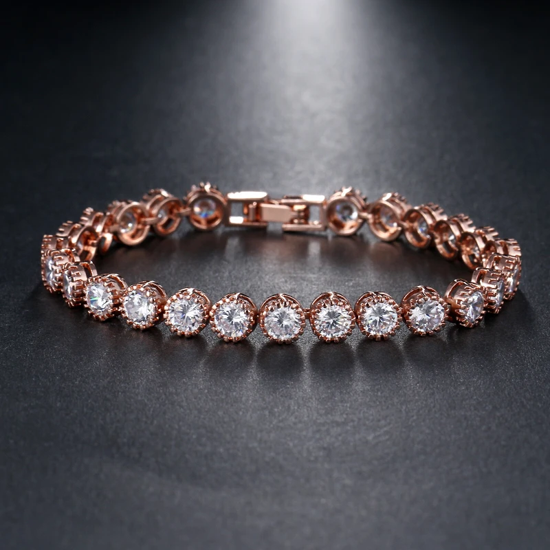 EMMAYA Brand New Women Tennis Bracelet Luxury Round Clear CZ Tennis Bracelets & Bangles for Elegant Party Jewelry