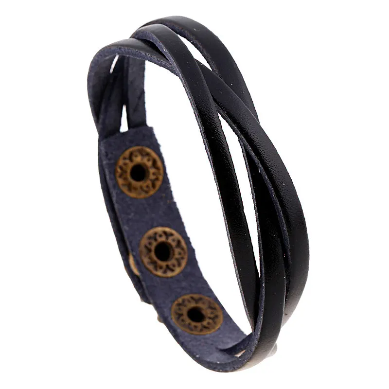 NIUYITID Brown Women Leather Bracelet Material Punk Vintage Cheap Charm Handmade Jewelry For Men