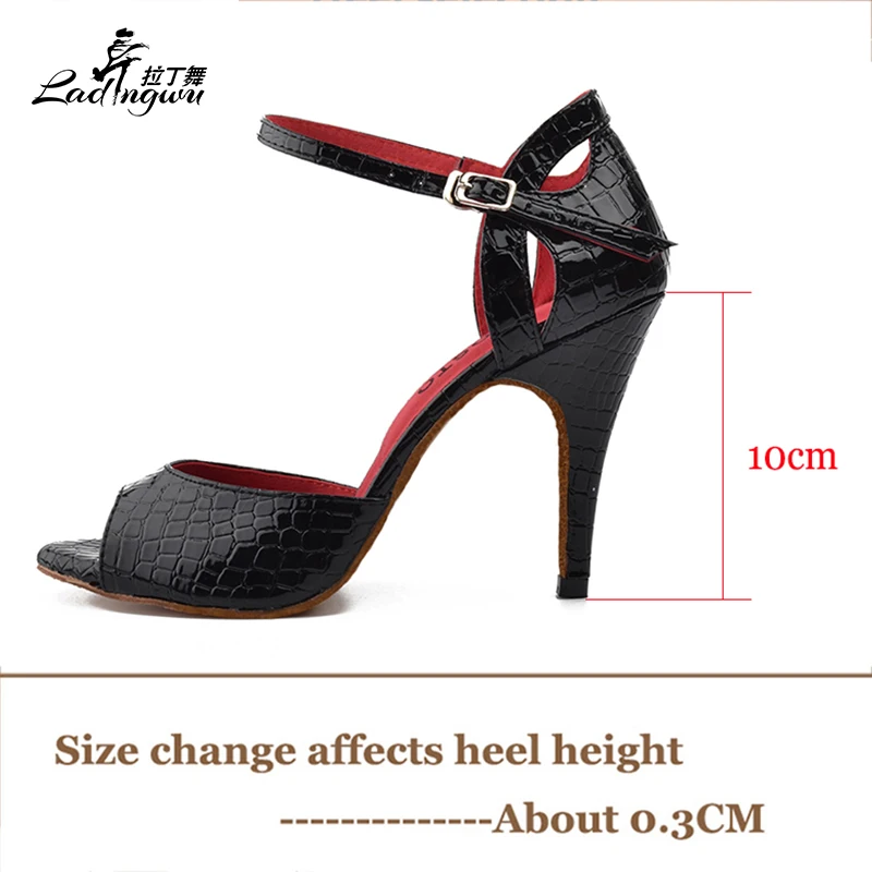 Ladingwu New Salsa Shoes Dance  Women\'s High Heel Shoes Sandals 10cm  Party Performance women Latin Dance Shoes Red Black PU