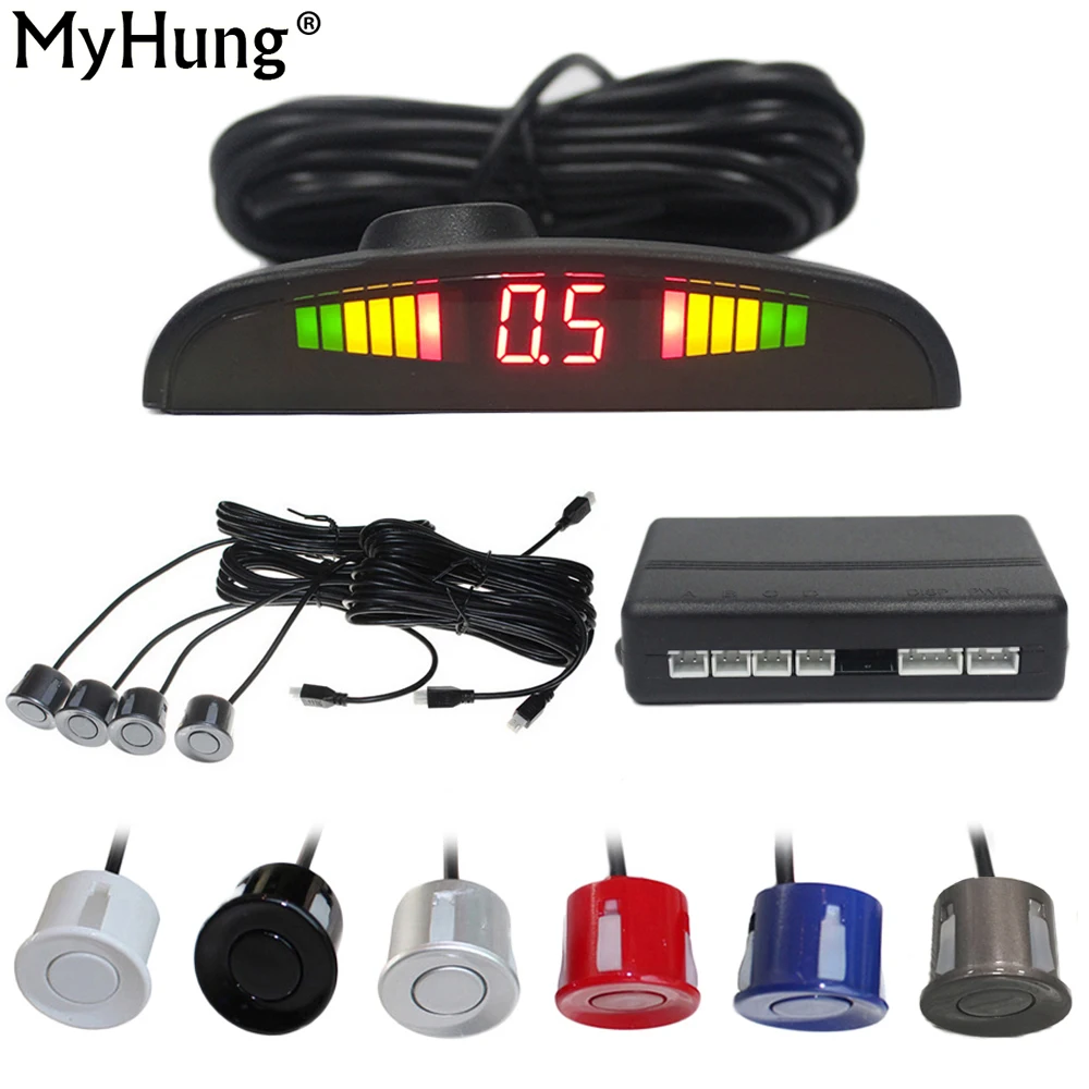 

New Russian Human Voice Parking Sensor Car Parking Assistance Backup Radar Monitor System 4 Sensor Car Electronics Auto Parts